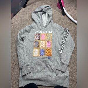 Justice Grey Hoodie with Colorful Pop-Tart Grid Graphic